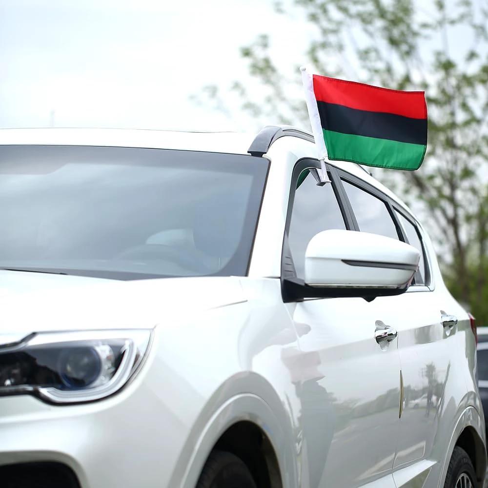 African Afro Car Flag Car Window Flag of Afro African 11X18 Inch(28x46cm) 100% Polyester, Strong White Flagpole by flagsshop