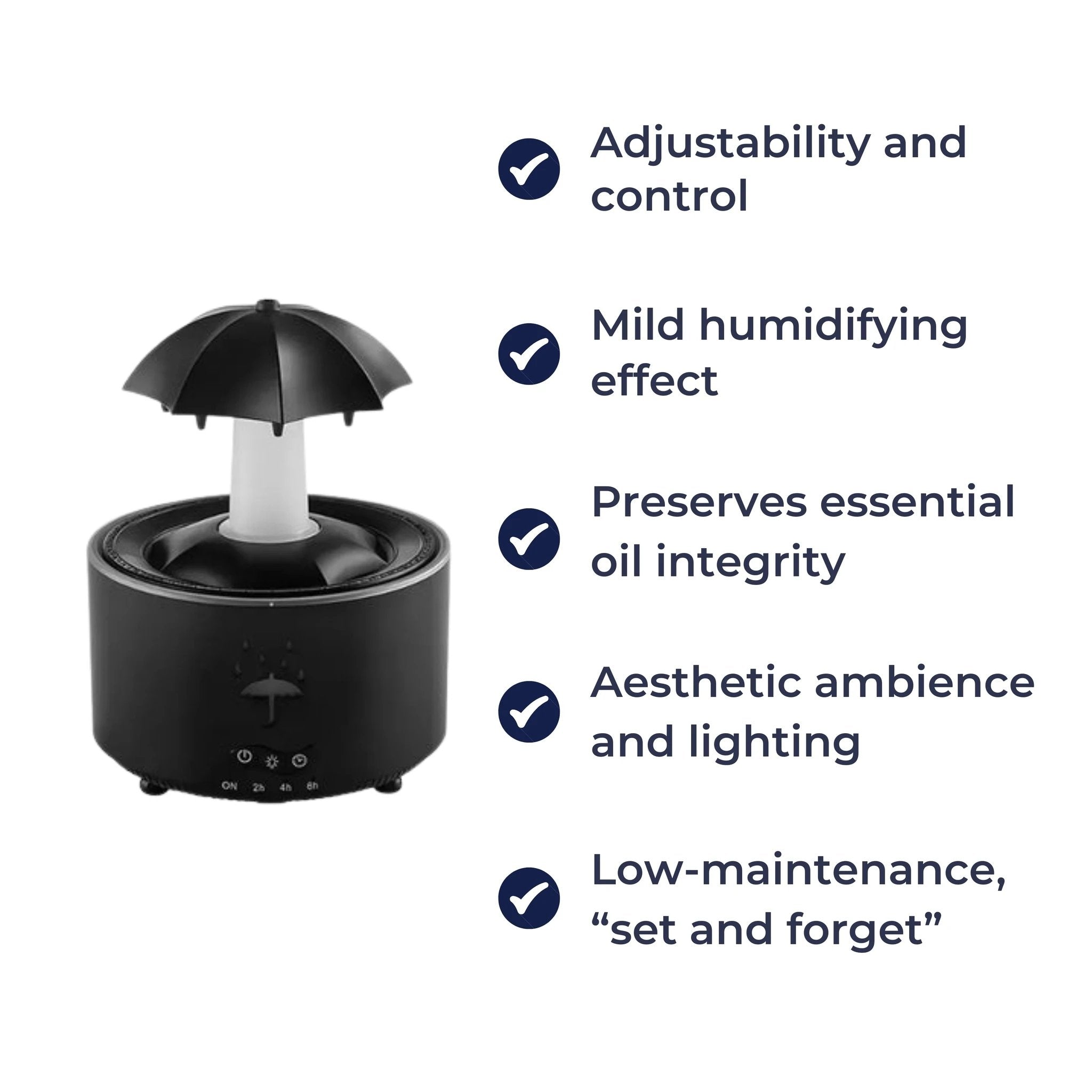 Rotating Umbrella Mist – LED Night Light – Quiet Humidifier for Bedroom Bowlift by Bowlift