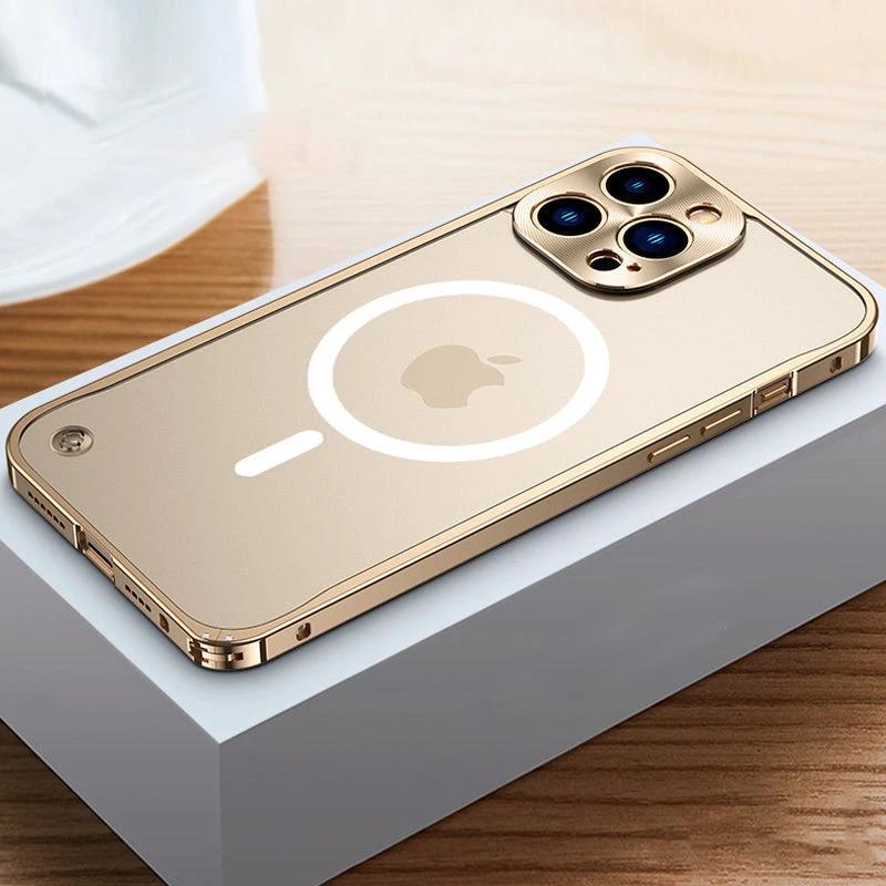Magnetic phone case for iPhone with metal frame by Bowlift