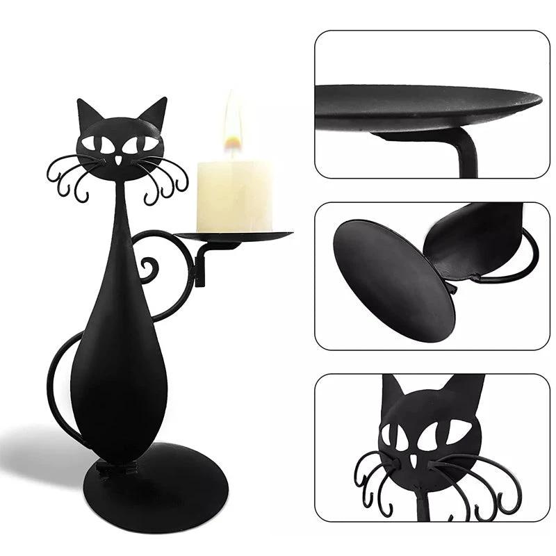 Candle holder black cat by Bowlift