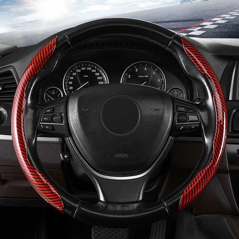 Universal Laser Carbon Fiber Pattern Steering Wheel Cover by BowLift