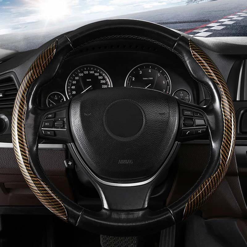 Universal Laser Carbon Fiber Pattern Steering Wheel Cover by BowLift
