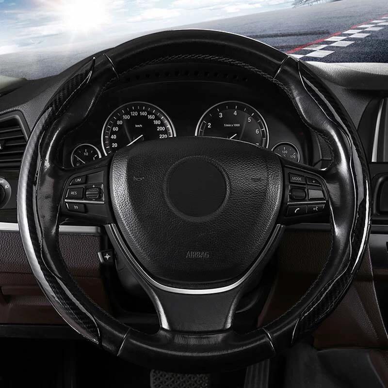 Universal Laser Carbon Fiber Pattern Steering Wheel Cover by BowLift