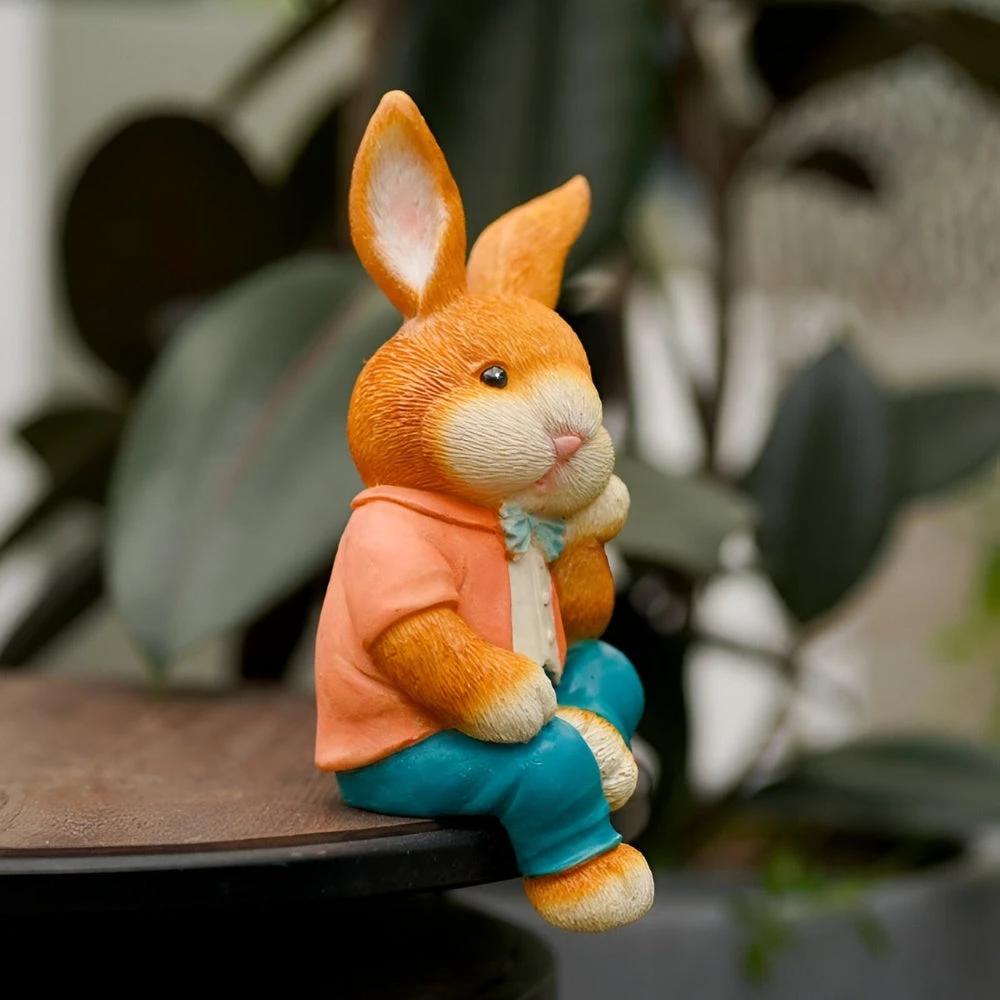 Sitting rabbit sculpture for playful and modern desk or shelf decoration Bowlift by Bowlift