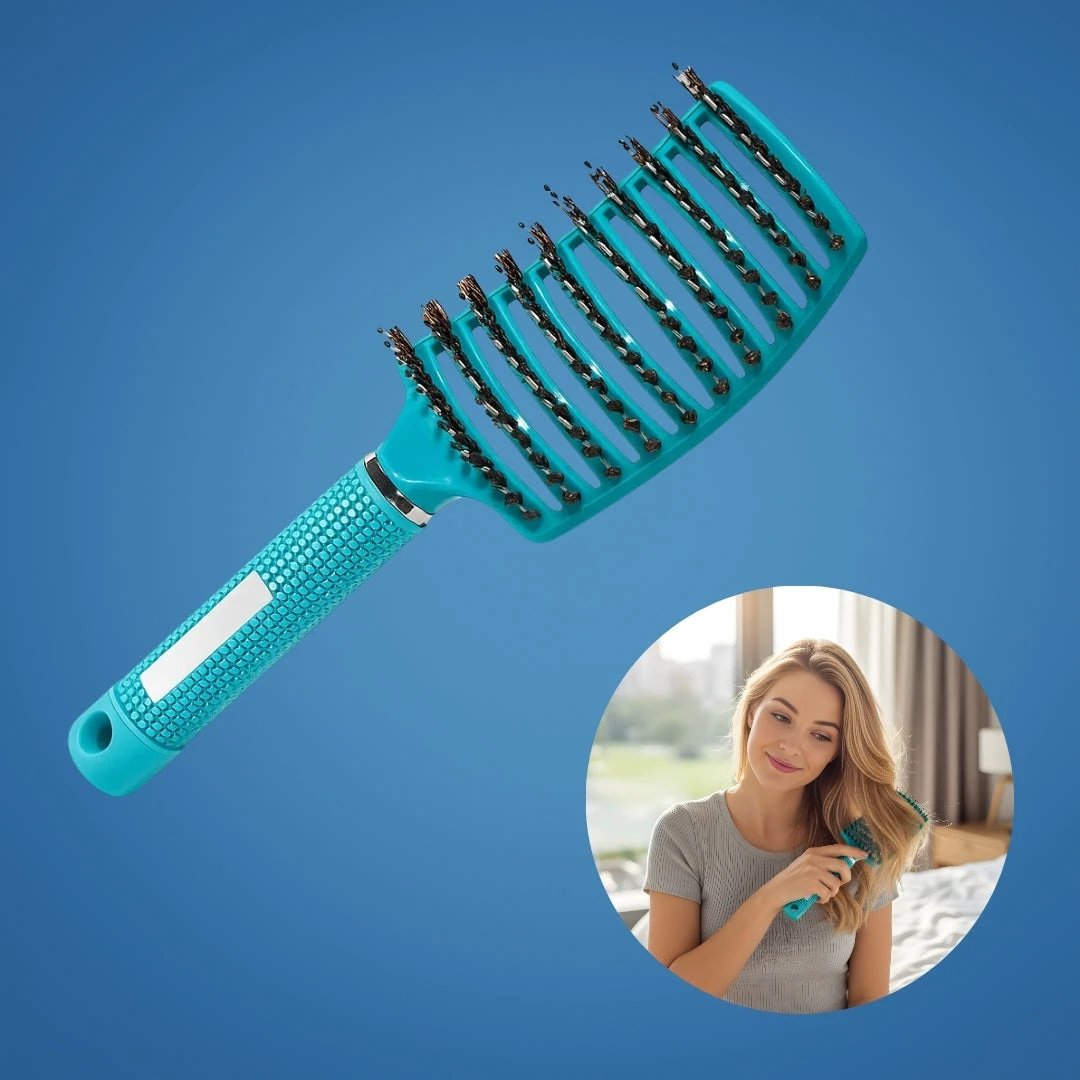 Quick Knot‑Free Detangling – Nylon Bristles with Scalp Massage Tips – For Thick or Curly Hair Bowlift by Bowlift