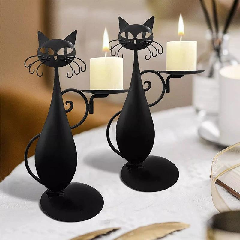 Candle holder black cat by Bowlift