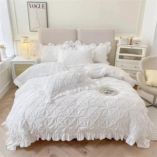Belle Cotton Plush Ruffle Bedding | 4pcs Set by Casa & Beyond