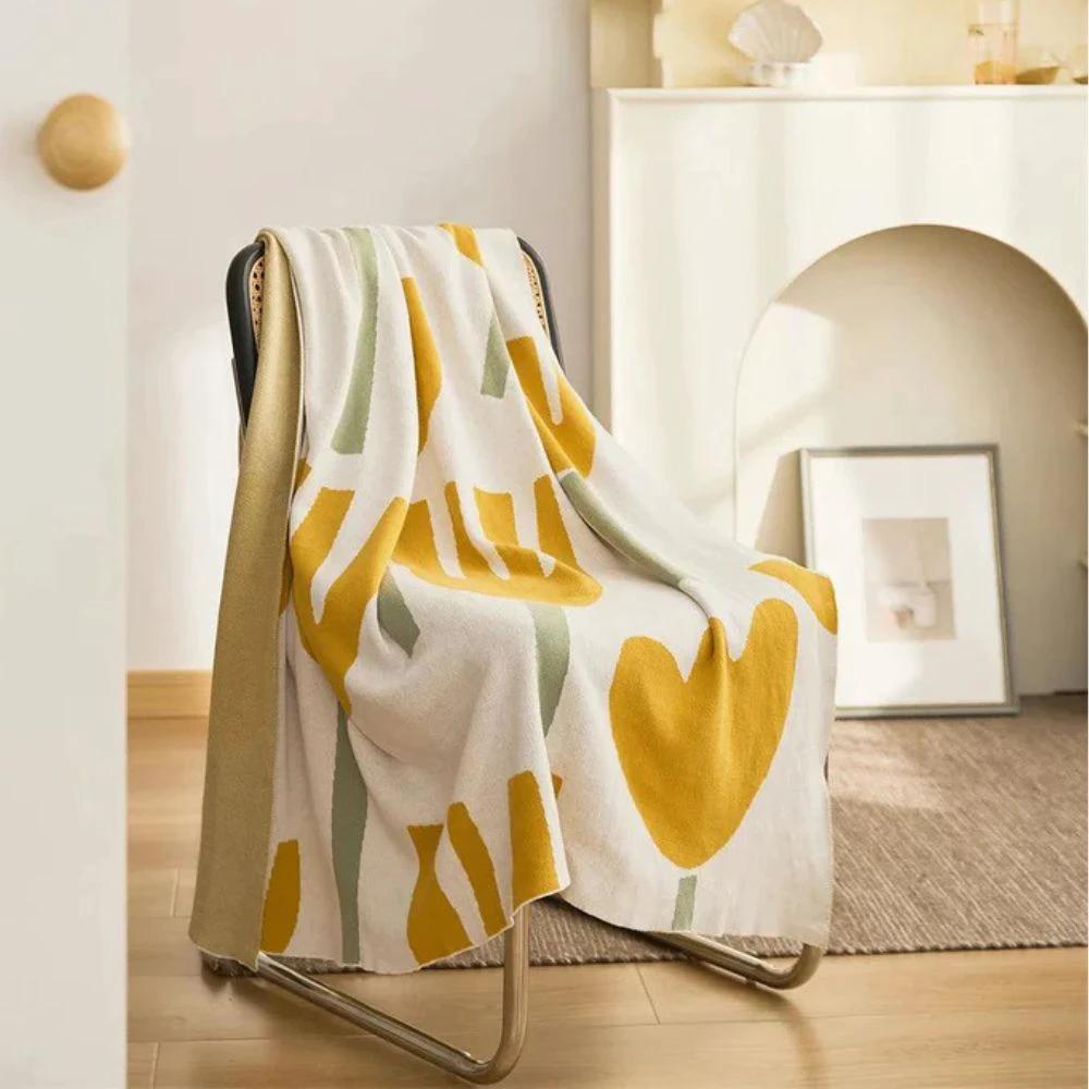 Spring Tulip Floral Knitted Blanket by Casa & Beyond