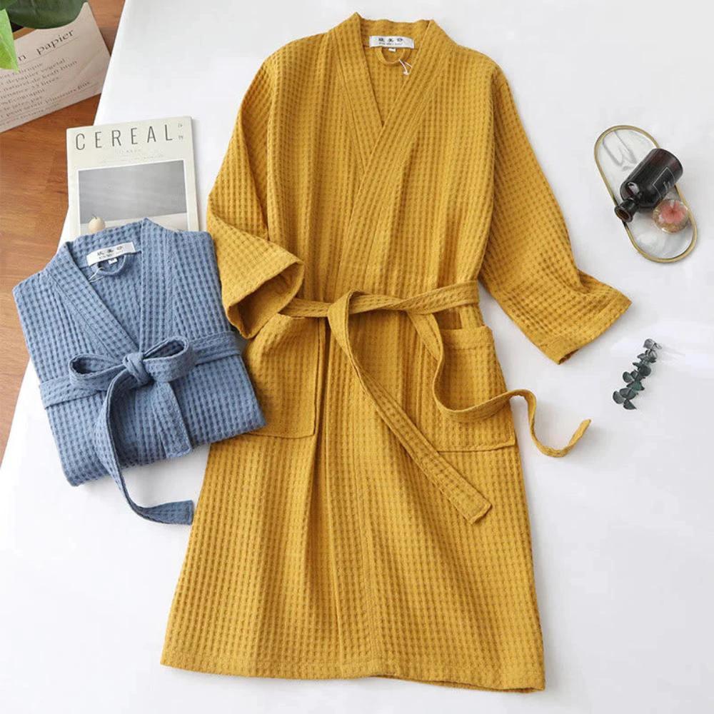 Waffle V-neck Bathrobe by Casa & Beyond