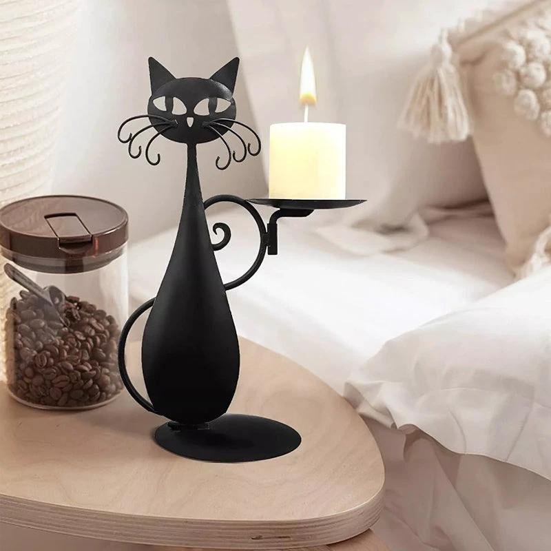 Candle holder black cat by Bowlift
