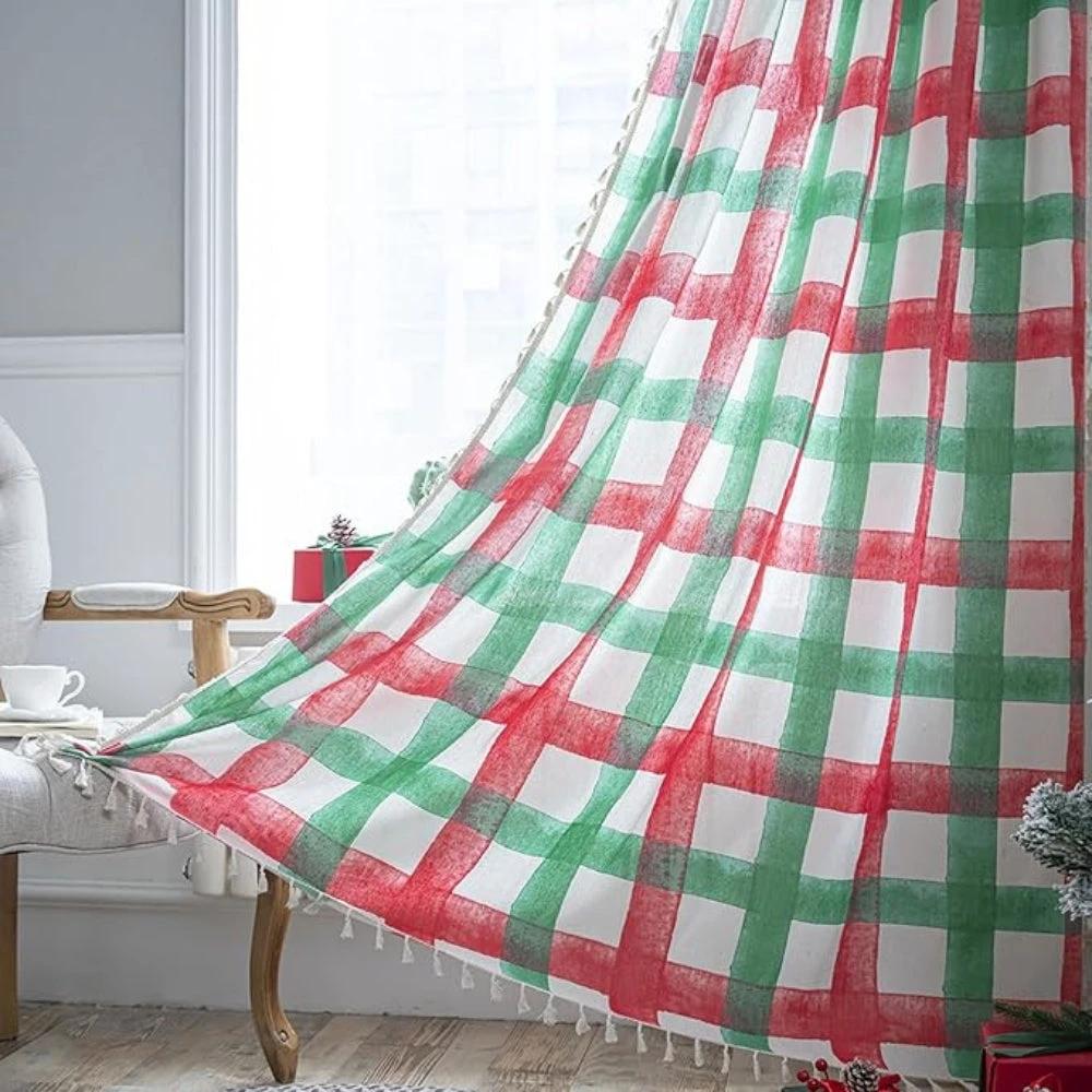 Merry & Bright Plaid Semi-Shading Curtain by Casa & Beyond