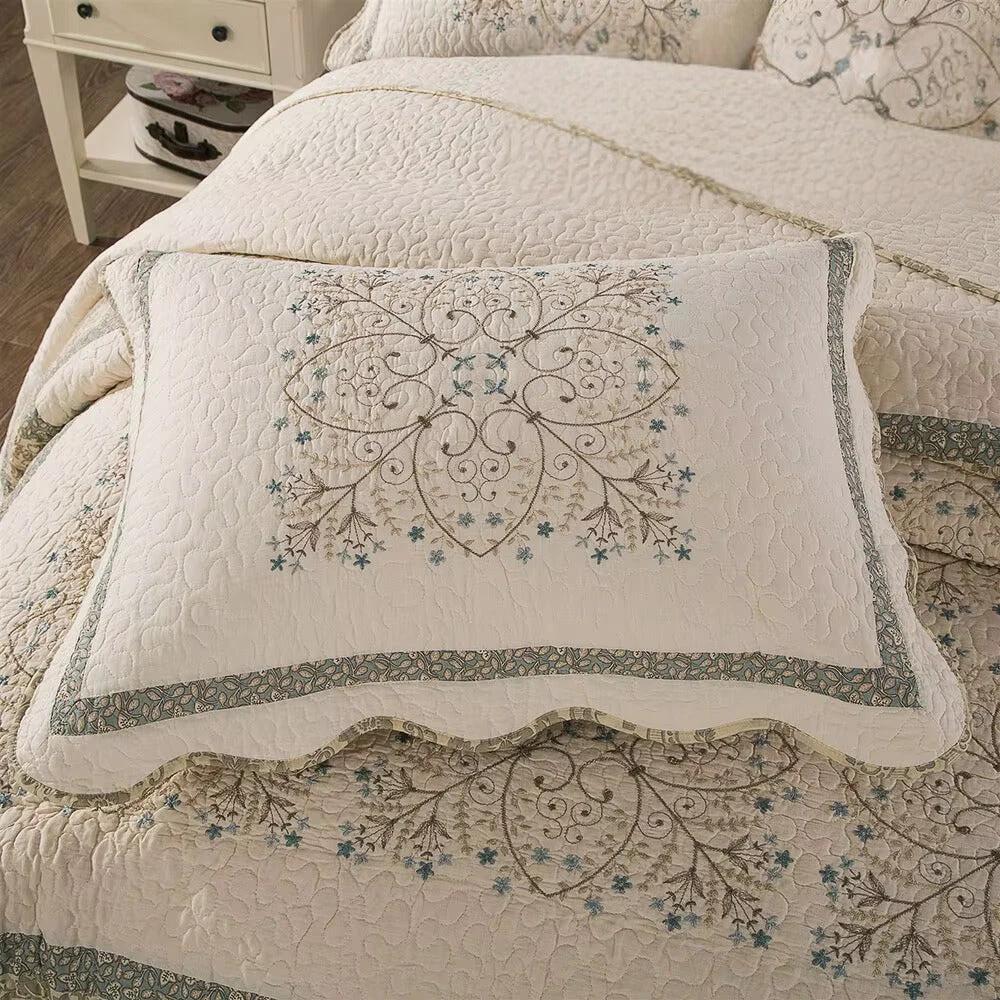 Elegant Embroidered Patchwork Thread Coverlet by Casa & Beyond
