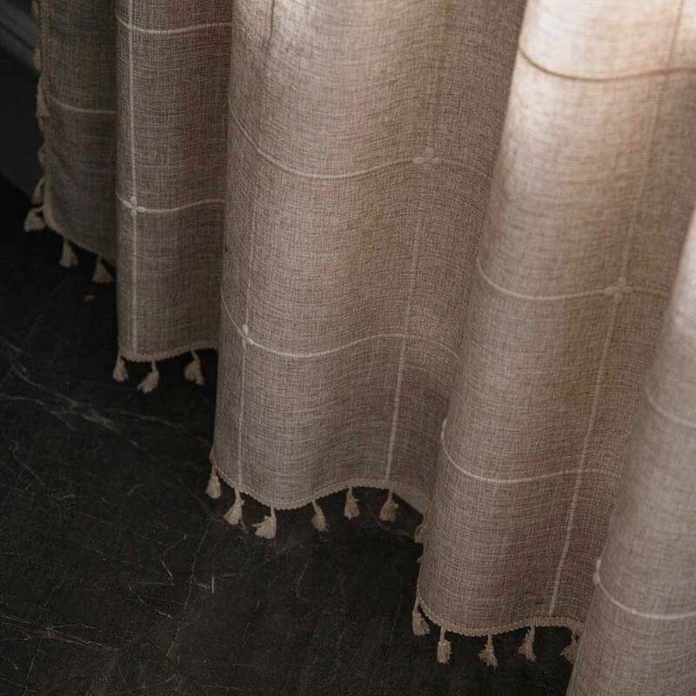 Tassel Plaid Curtain Semi Blackout Drapes by Casa & Beyond