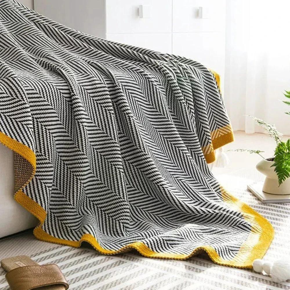 Golden Chevron Luxe Blanket by Casa & Beyond