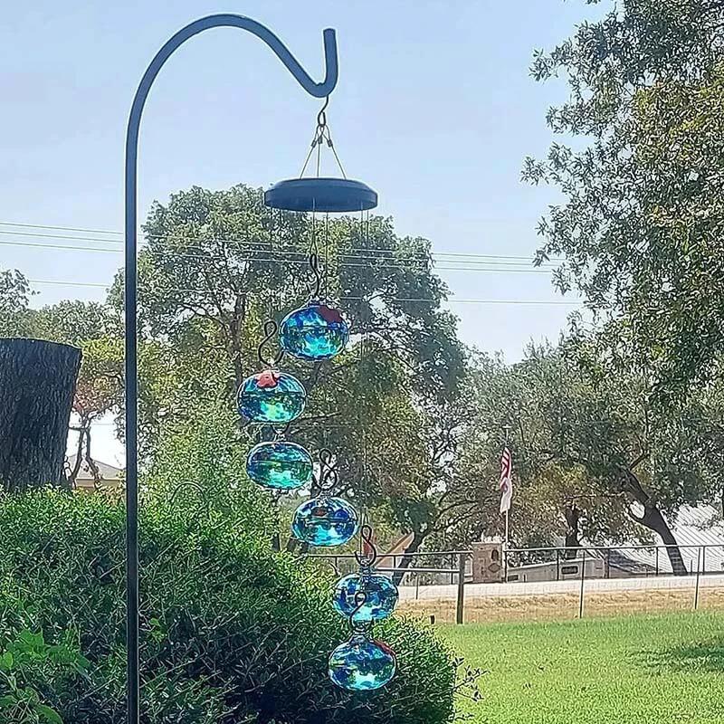 ChimeFeeder handcrafted glass hummingbird feeder with wind chime Bowlift by Bowlift