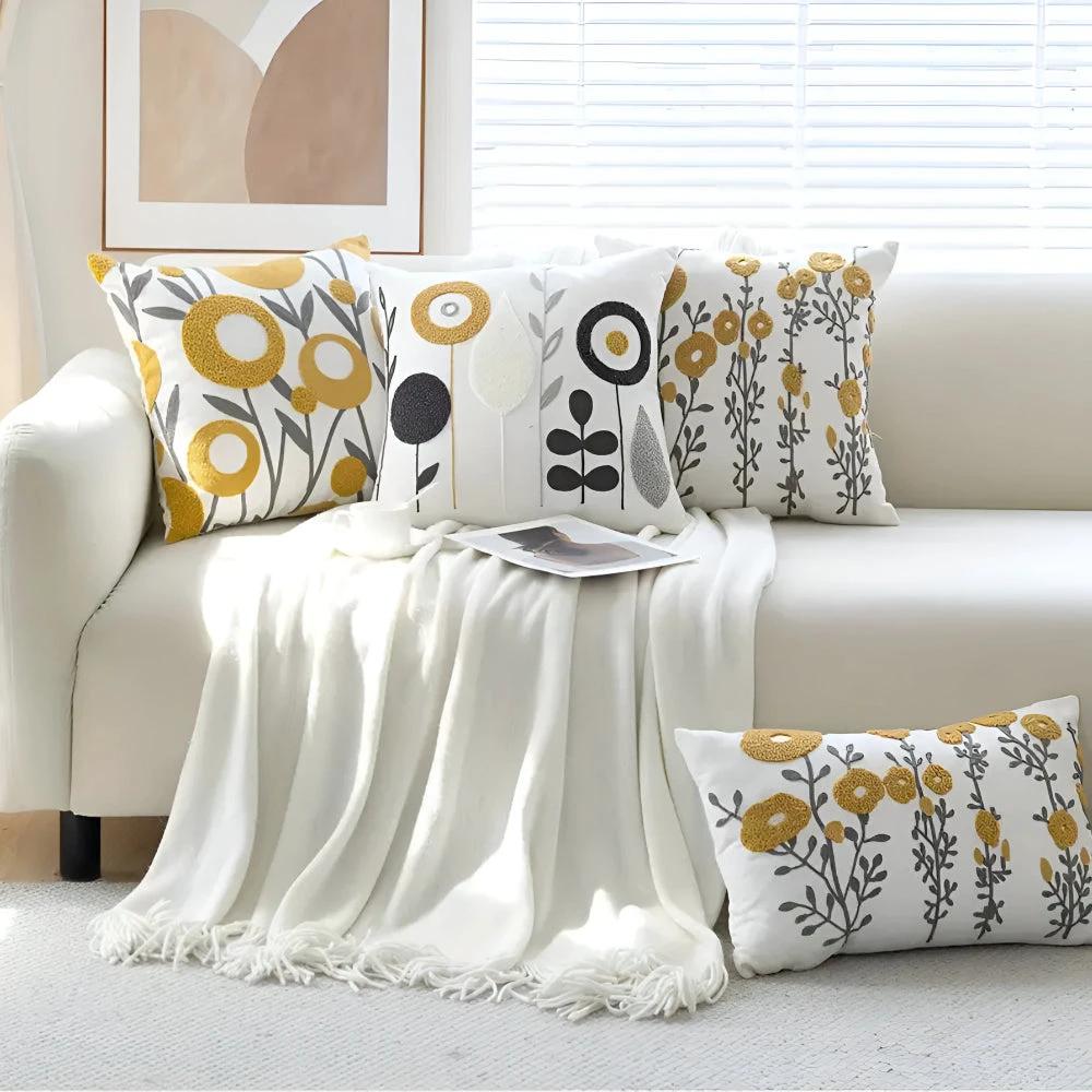 Floral Essence Embroidered Cushion Cover by Casa & Beyond