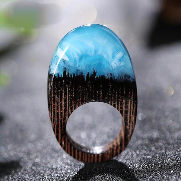 Quanta - Oval Blue Resin Ring by Bowlift