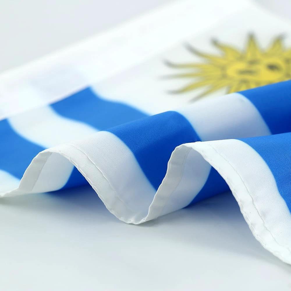 Uruguayan Flag Car Window Flag of Uruguay 11X18 Inch(28x46cm) 100% Polyester, Strong White Flagpole by flagsshop