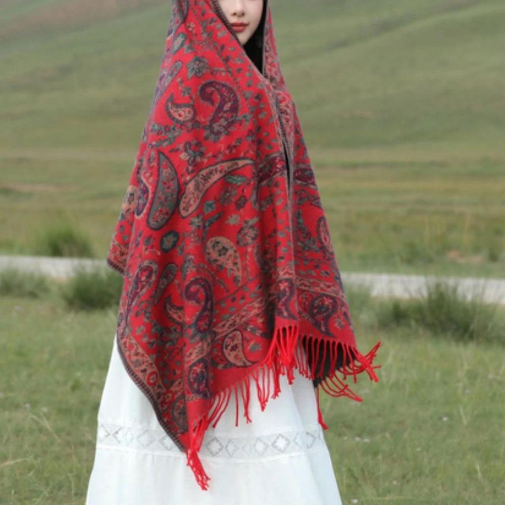 Paisley Elegance Winter Poncho Shawl by Casa & Beyond