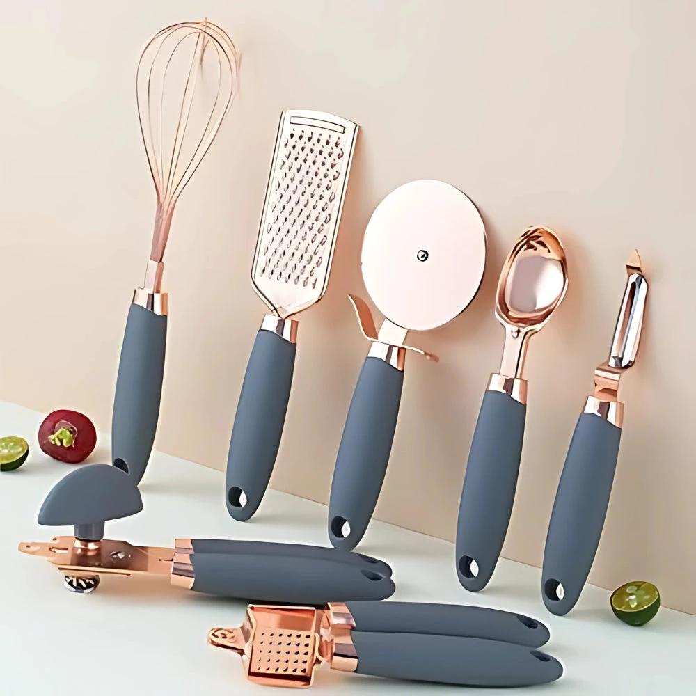 7-Piece Rose Gold Cooking Set by Casa & Beyond