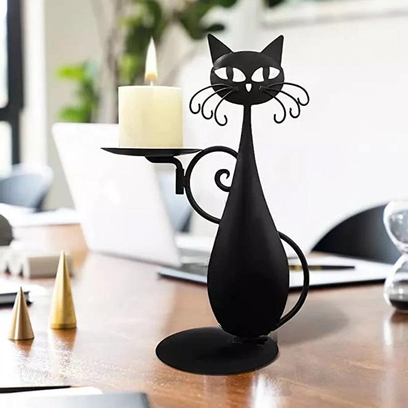 Candle holder black cat by Bowlift