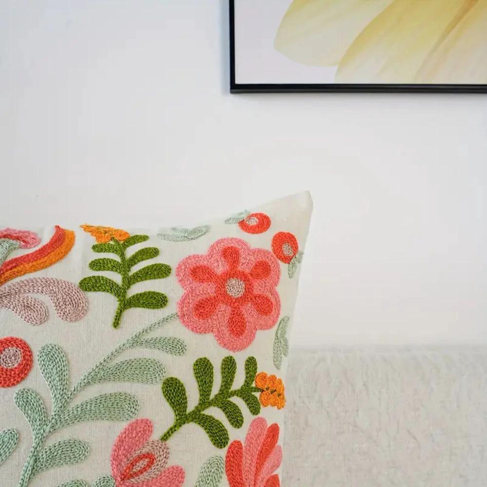 Ethereal Embroidery Floral Cushion Cover by Casa & Beyond