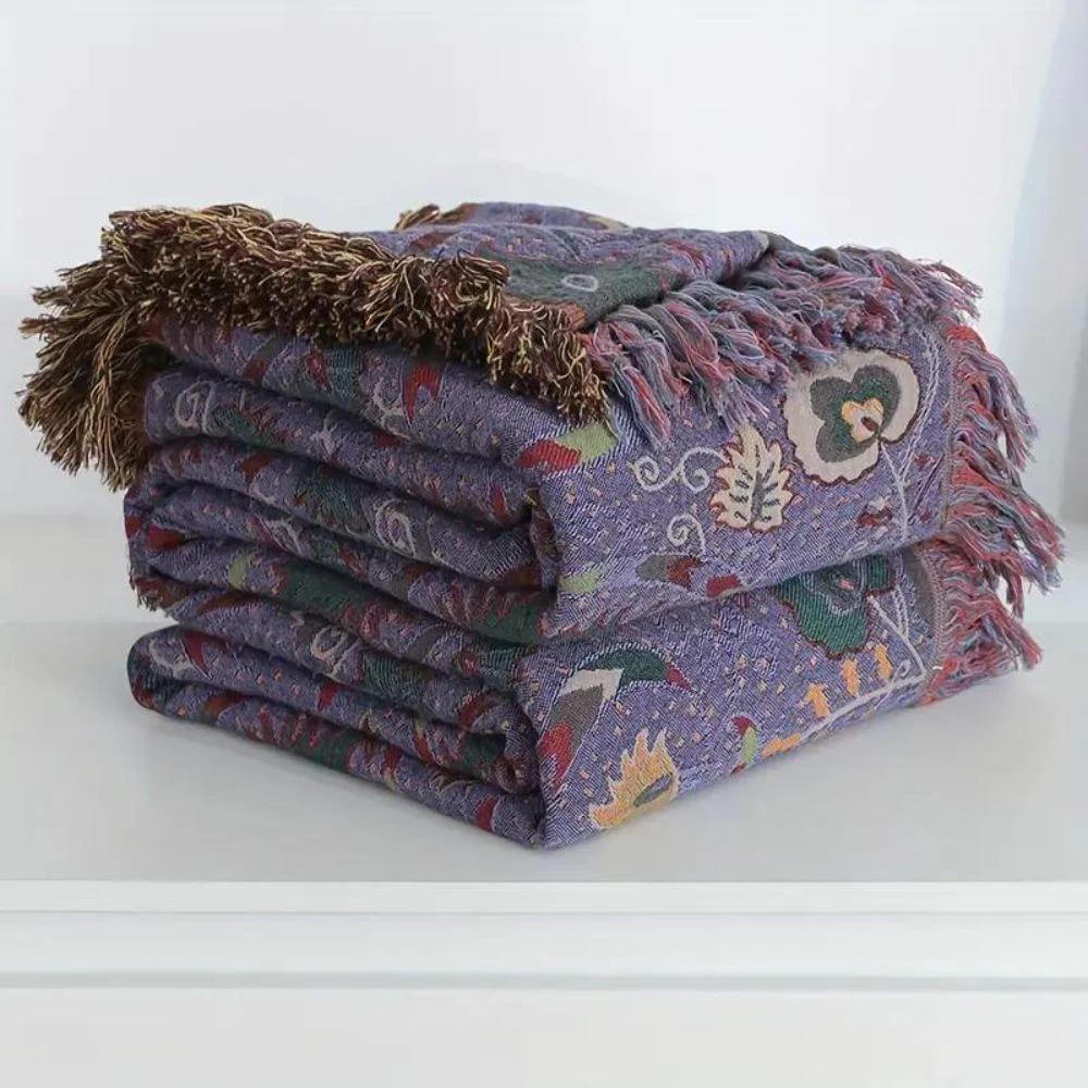 Peacock Tassel Cotton Blanket by Casa & Beyond