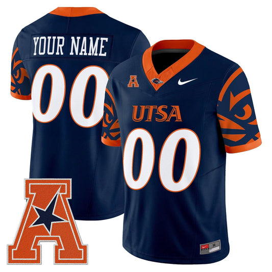 Custom UTSA Roadrunners Jersey 2025 Vapor Limited V2 Stitched Navy by My Store NCAA Football Jerseys