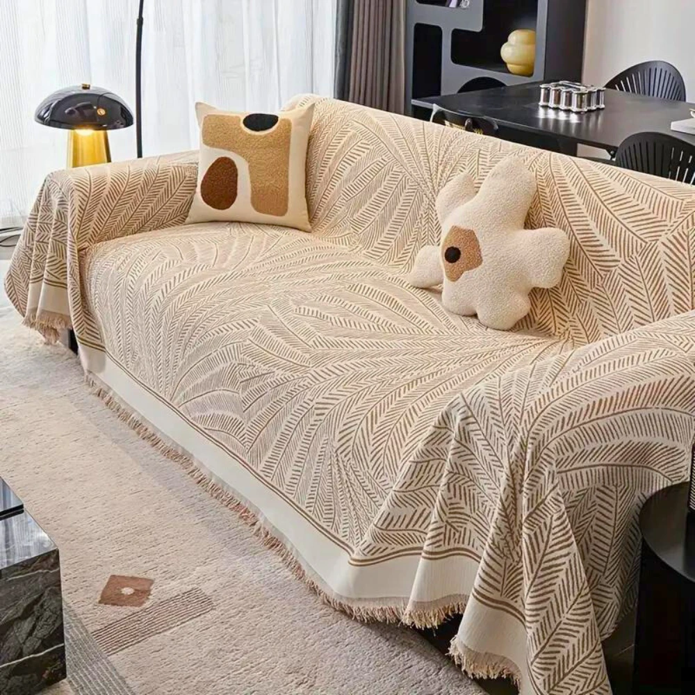Leaf Pattern Luxury Sofa Cover by Casa & Beyond