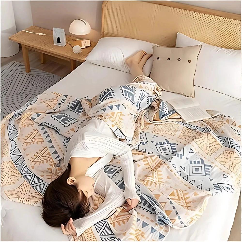Aztec Layers Pure Cotton Blanket by Casa & Beyond