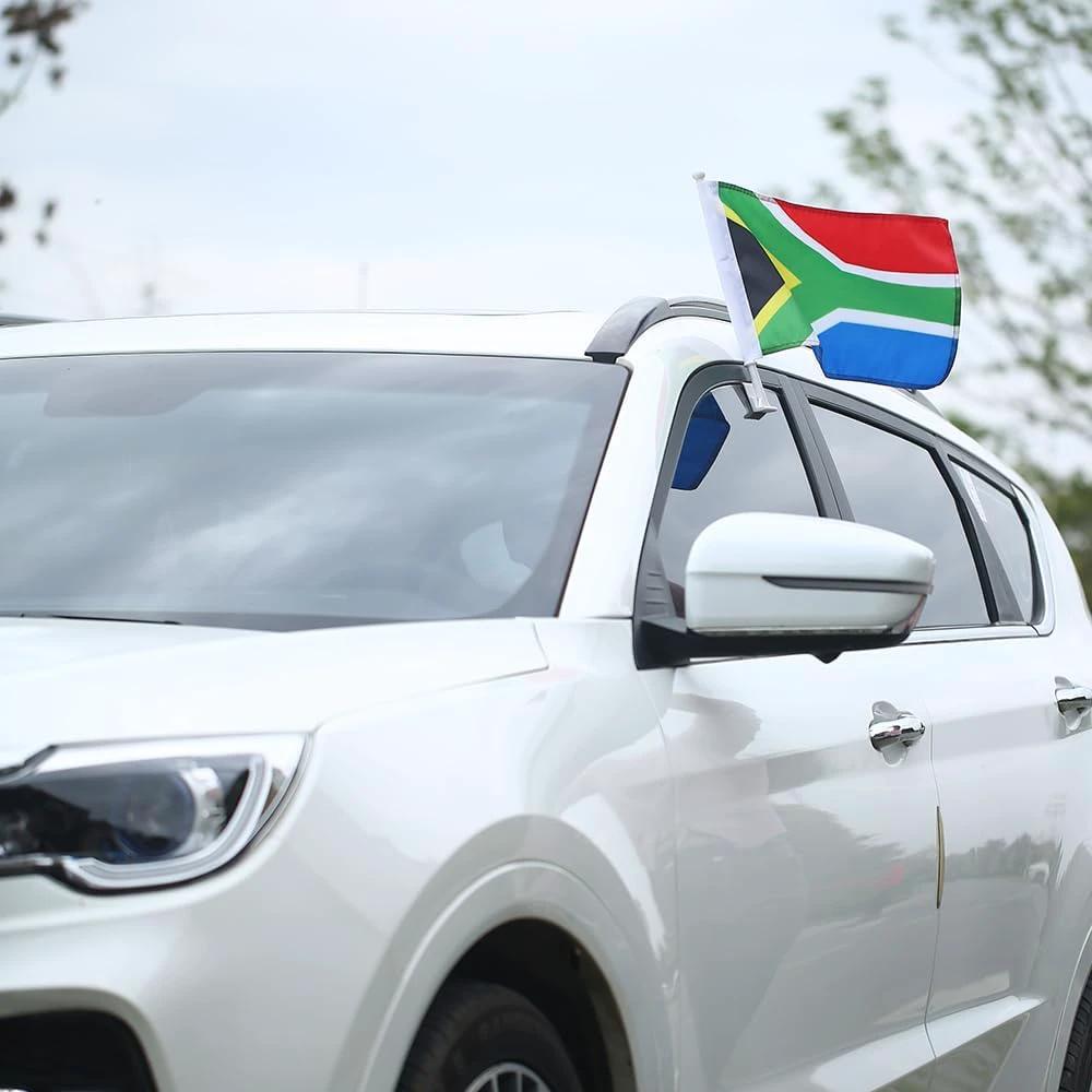 South Africa flag Car Window Flag of South Africa 11X18 Inch(28x46cm) 100% Polyester, Strong White Flagpole by flagsshop