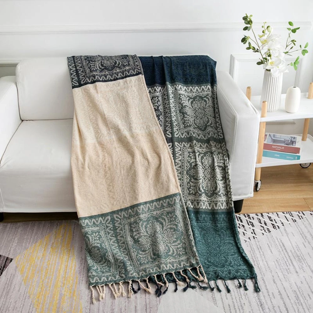 Floral Tassel Knit Bohemian Blanket by Casa & Beyond