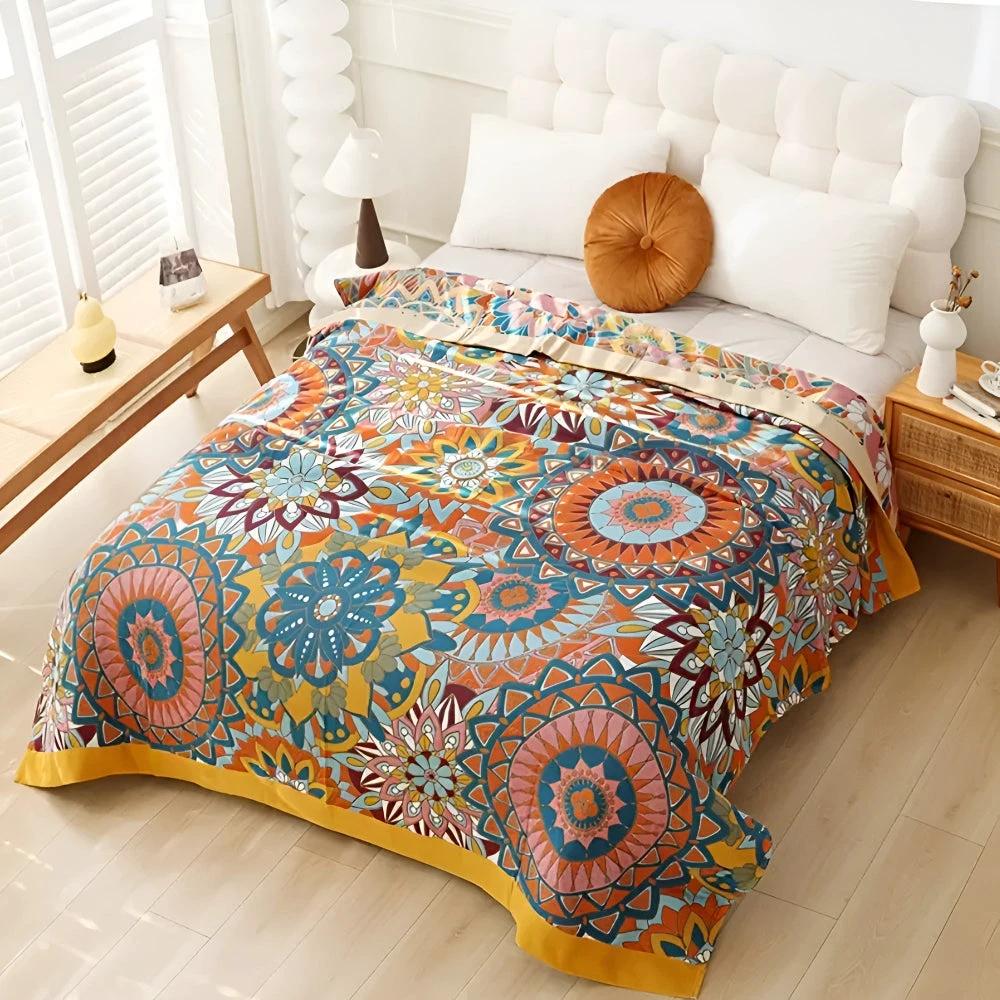 Moroccan Floral Jacquard Cotton Blanket by Casa & Beyond