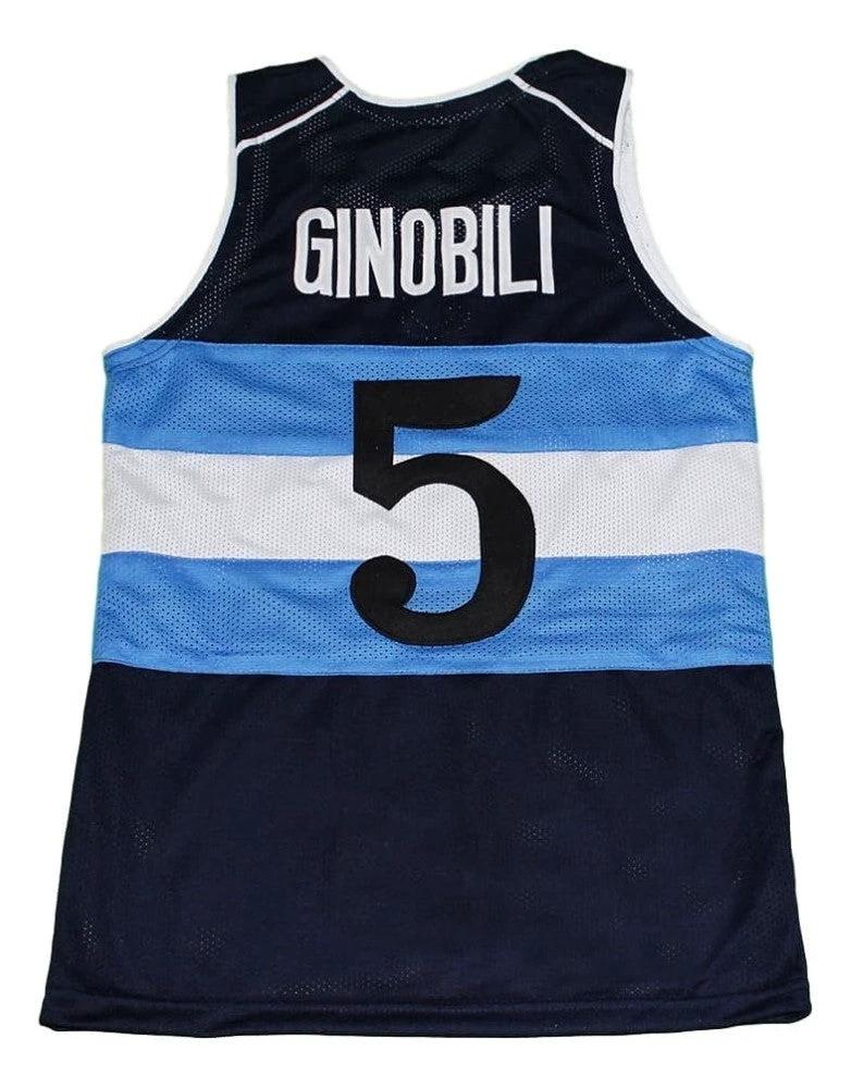 Manu Ginobili Jersey #5 Argentina Basketball Navy Blue by My store basketball