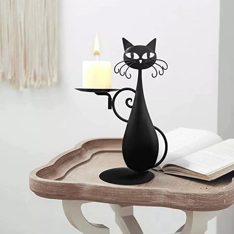 Candle holder black cat by Bowlift