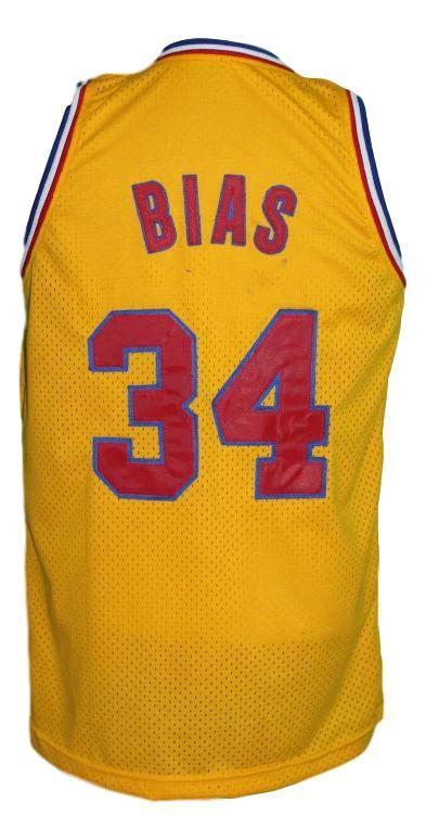 Len Bias Jersey #34 Custom Maryland College Basketball Yellow by My store basketball