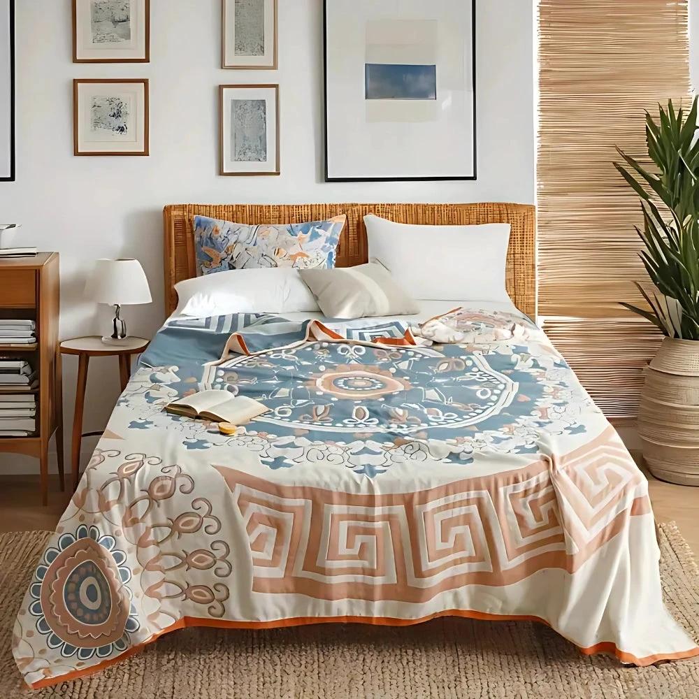 Santorini Mandala Cotton Blanket by Casa & Beyond