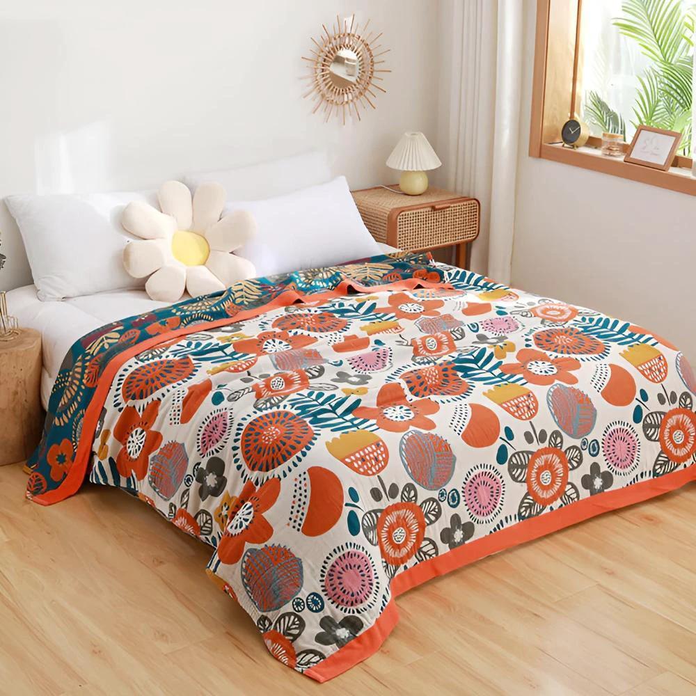Boho Cartoon Flower Blanket by Casa & Beyond
