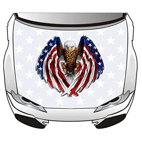 Haliaeetus leucocephalus Logo Car Hood Cover Flag ,Engine Flag,3.3X5ft,6X7FT 100% Polyester Elastic Fabrics Can be Washed Suitable for Car SUV and Pickup Trucks by flagsshop
