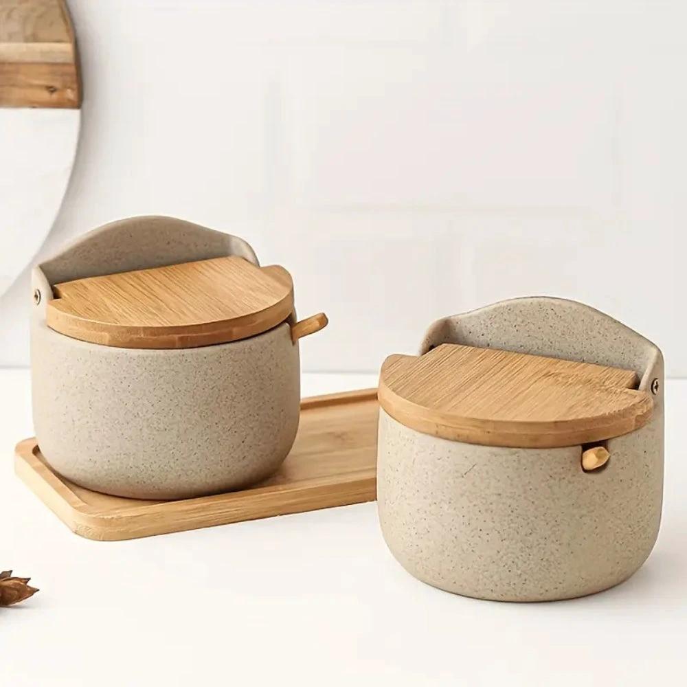 Ceramic Bamboo Spice Jar Set by Casa & Beyond