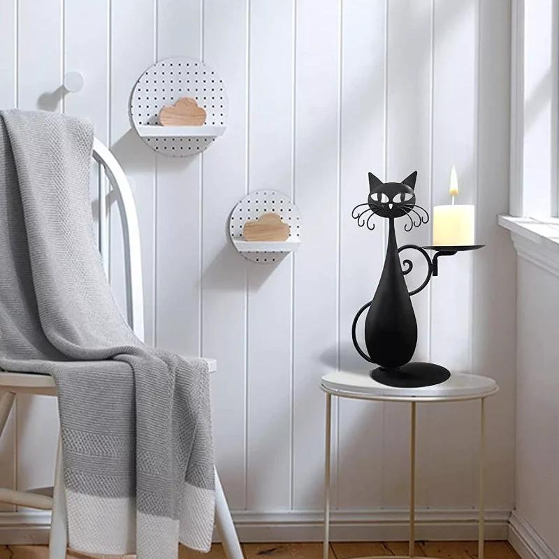 Candle holder black cat by Bowlift