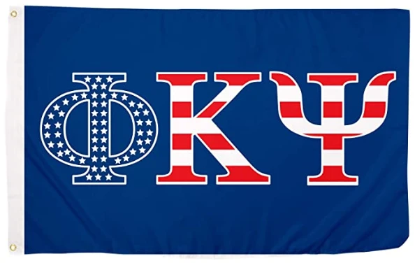 Phi Kappa Psi USA Pattern Letter Fraternity Flag- 3x 5 ft Banner Phi Psi -100% polyester-2 Metal Grommets by flagsshop
