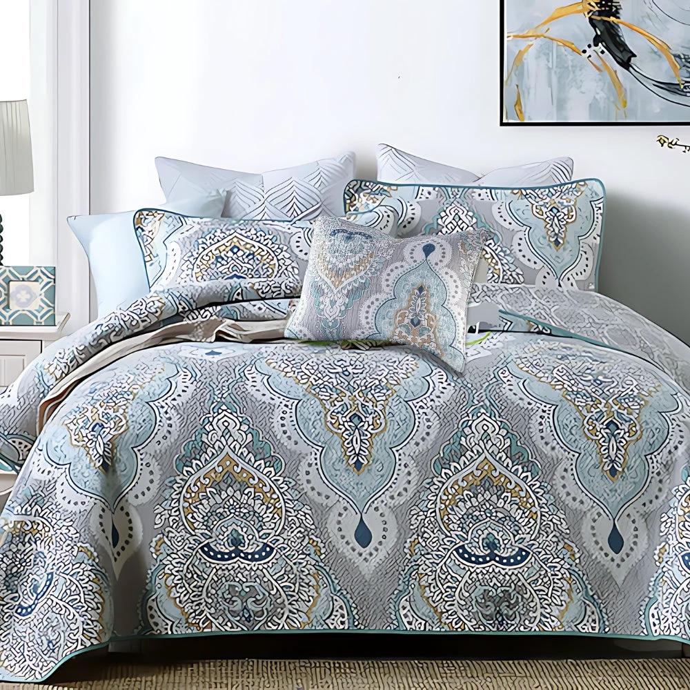 Paisley Aqua Teal Coverlet Set by Casa & Beyond