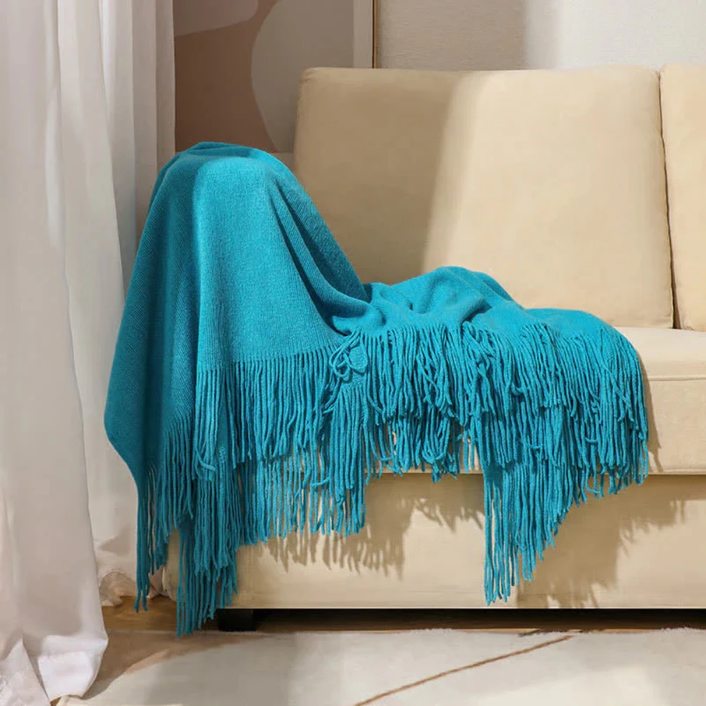 Chunky Knit Tassel Blanket by Casa & Beyond