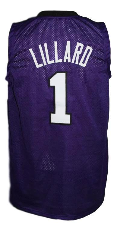 Damian Lillard Jersey #1 Custom College Basketball New Sewn Purple by My store basketball