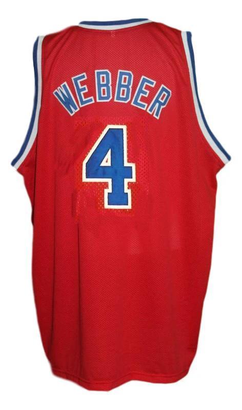 Chris Webber Jersey #4 Washington Retro Basketball Sewn Red by My store basketball