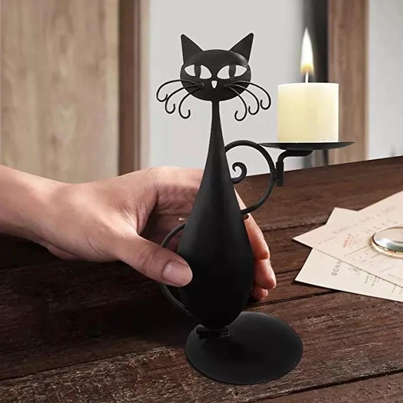 Candle holder black cat by Bowlift