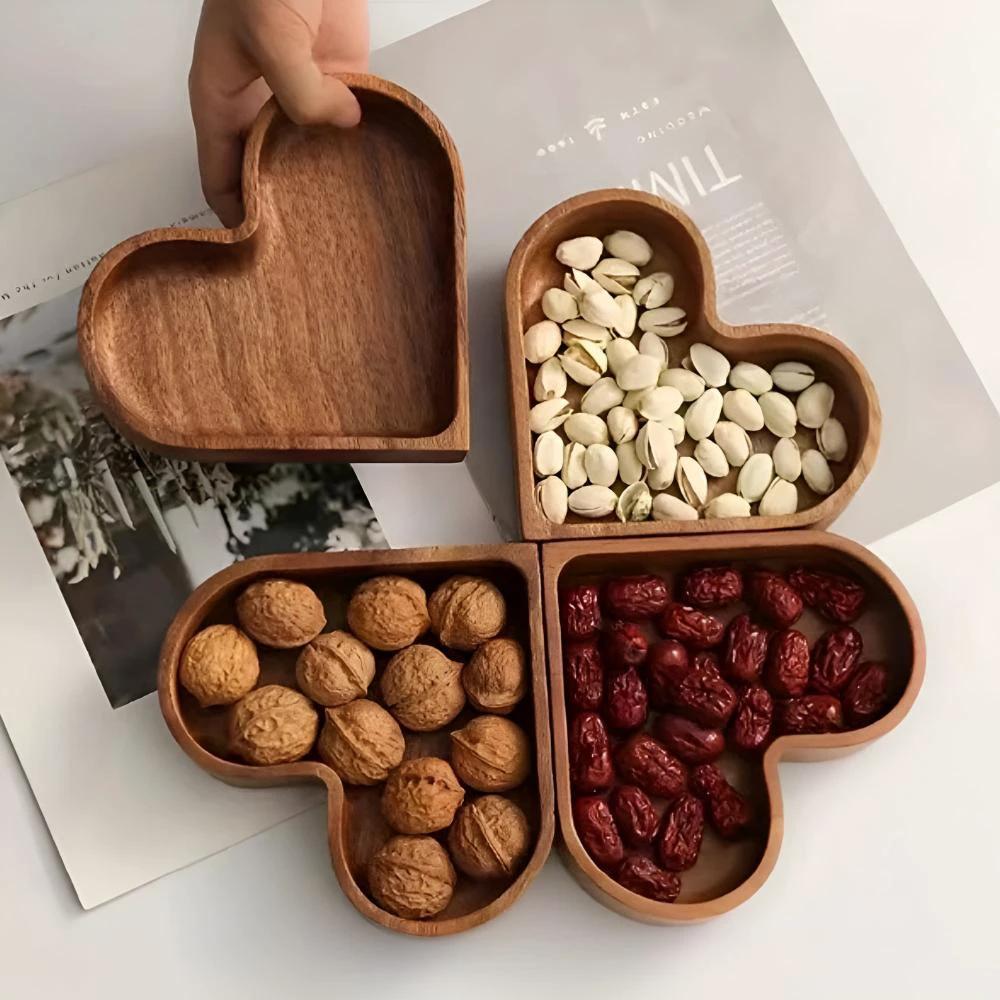 Heart-Shaped Wooden Snack Tray | 4 pcs by Casa & Beyond