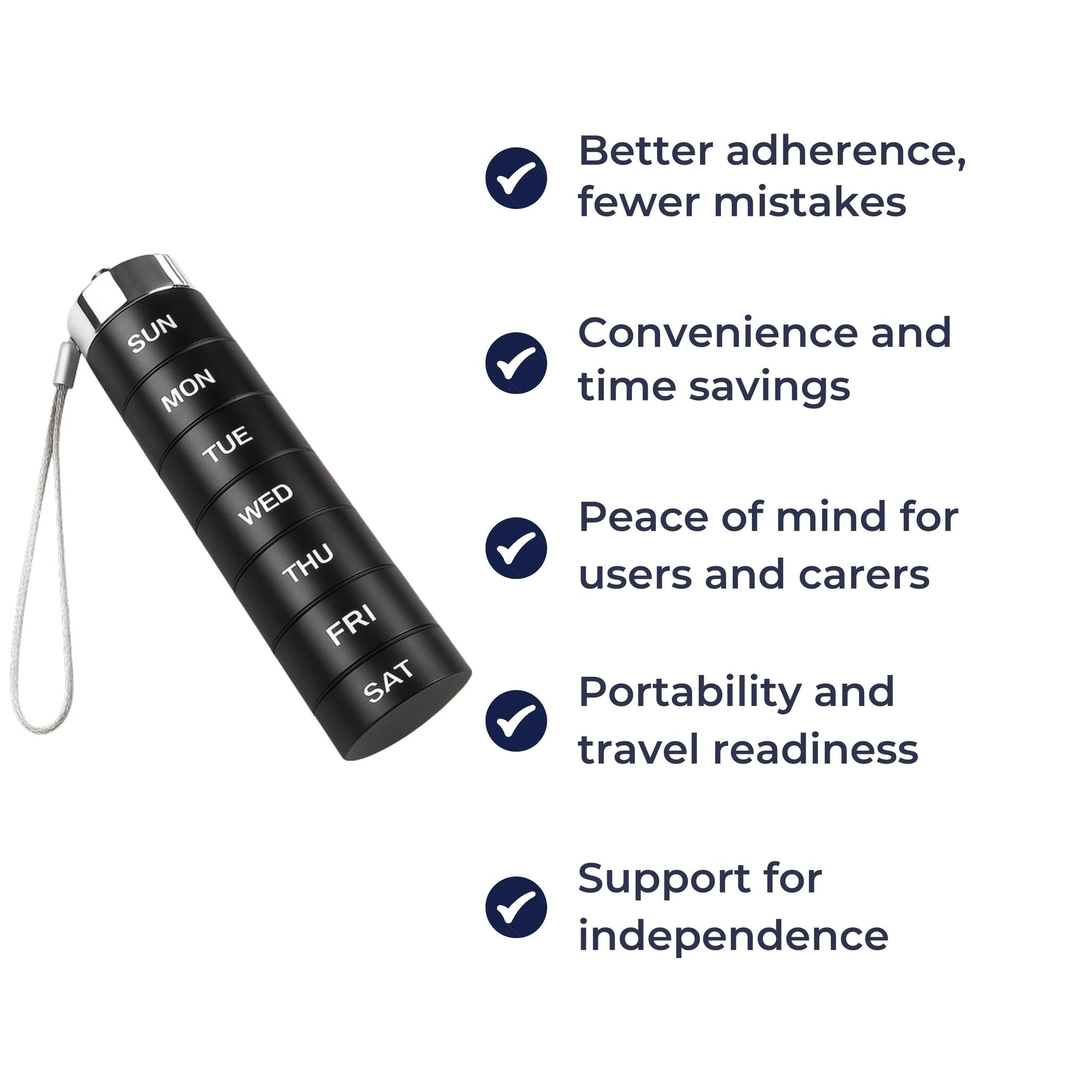 Moisture-Proof Metal Case – 7-Day Clear Label Design – Travel Friendly for Adults & Seniors Bowlift by Bowlift