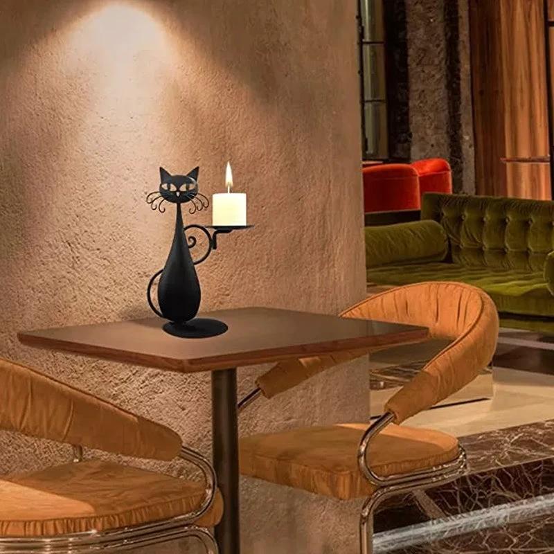Candle holder black cat by Bowlift